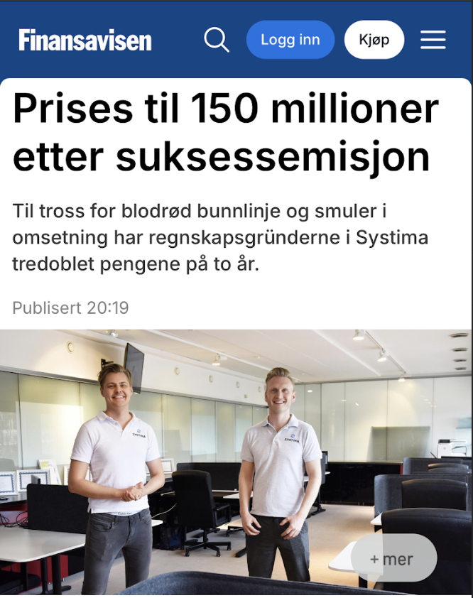 Systima Regnskap prises til 150 millioner etter emisjon